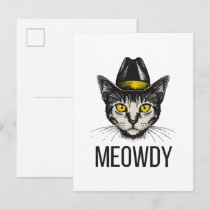 Meowdy Funny Cat Invitation Postcard