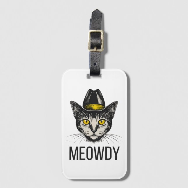 Meowdy Funny Cat Luggage Tag (Front Vertical)