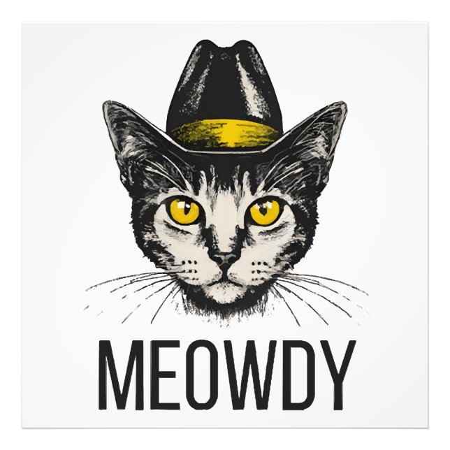 Meowdy Funny Cat Photo Print (Front)