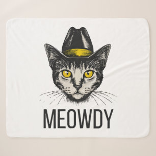 Meowdy Funny Cat Sherpa Blanket
