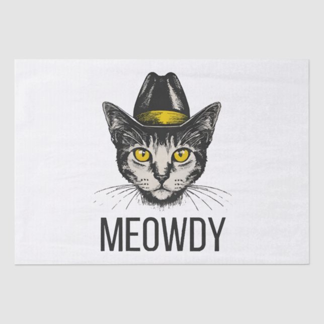 Meowdy Funny Cat Tissue Paper (Front)