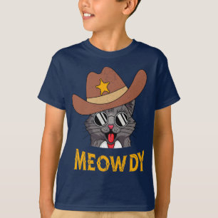 Meowdy! Funny Country Cat Wearing Cowboy Hat Gift  T-Shirt