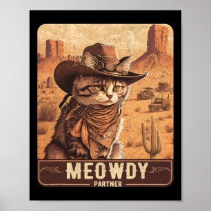 Meowdy! Funny Country Music Cat Cowboy Hat Poster