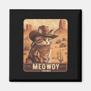Meowdy! Funny Country Music Cat Cowboy Hat Poster  Magnet