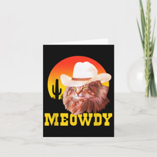 Meowdy! Funny Country Music Cat Cowboy Hat Vintage Card