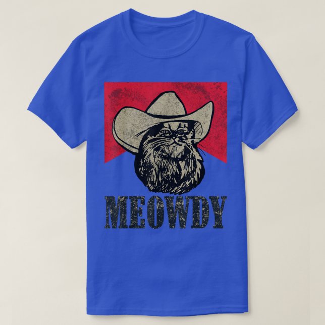 Meowdy! Funny Country Music Cat Cowboy Hat Vintage T-Shirt (Design Front)