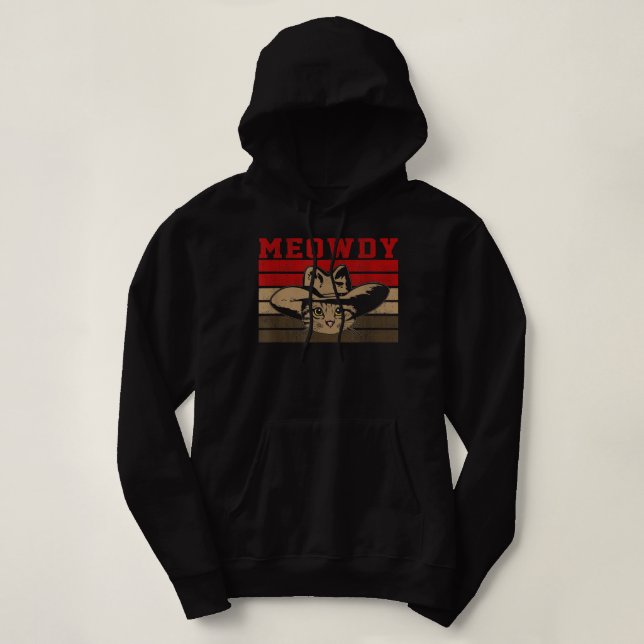 Meowdy - Funny Mashup Between Meow and Howdy Vinta Hoodie (Design Front)
