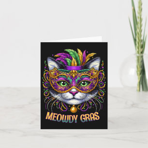 Meowdy Gras Cat Kitten Masquerade Mardi Gras Beads Card
