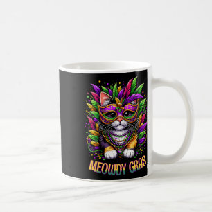Meowdy Gras Cat Kitten Masquerade Mardi Gras Beads Coffee Mug