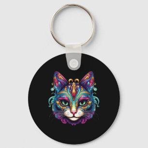 Meowdy Gras Cats Lover Kitten Kitty Mardi Gras Cat Key Ring