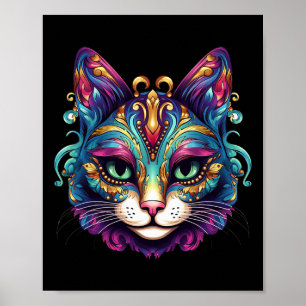 Meowdy Gras Cats Lover Kitten Kitty Mardi Gras Cat Poster
