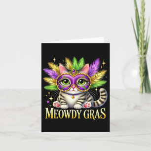 Meowdy Gras Cute Mardi Gras Cat Festival Vibes Mar Card