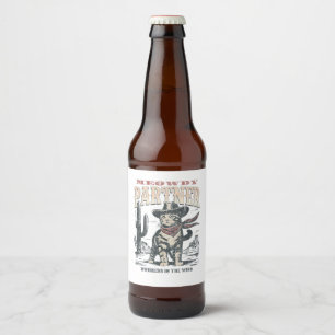 Meowdy Partner Cowboy Cat Beer Bottle Label