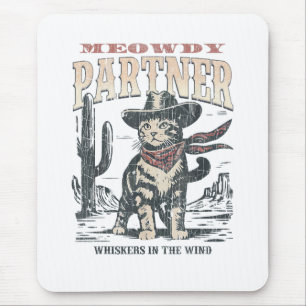 Meowdy Partner Cowboy Cat Mouse Pad