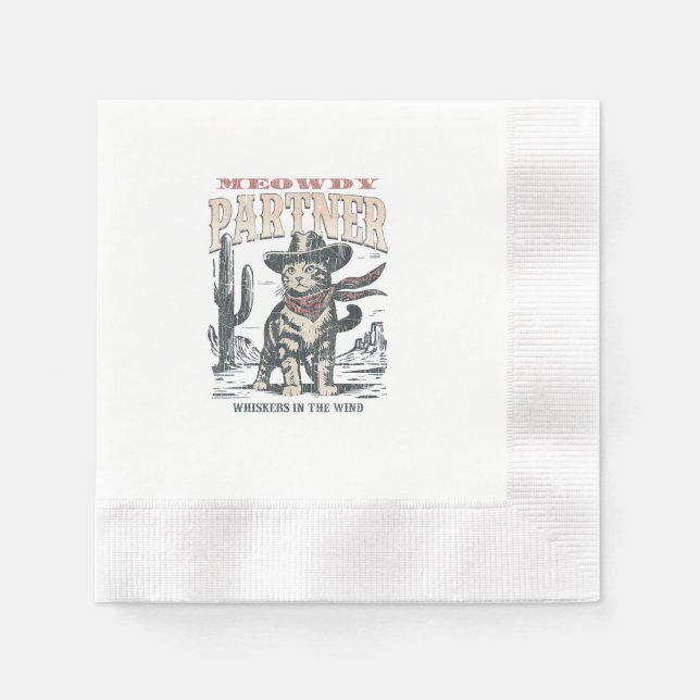 Meowdy Partner Cowboy Cat  Napkin (Front)