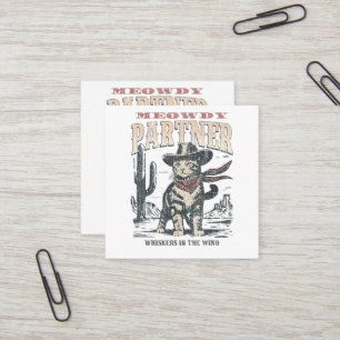 Meowdy Partner Cowboy Cat Square Business Card