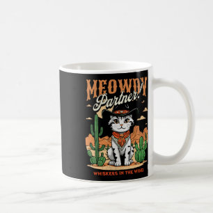 Meowdy Partner Cowboy Cat Vintage Cartoon Funny  Coffee Mug