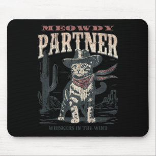 Meowdy Partner Cowboy Cat Vintage Mouse Pad