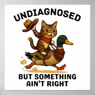 Meowdy Partner Poster, Funny Cowboy Cat Dark Print