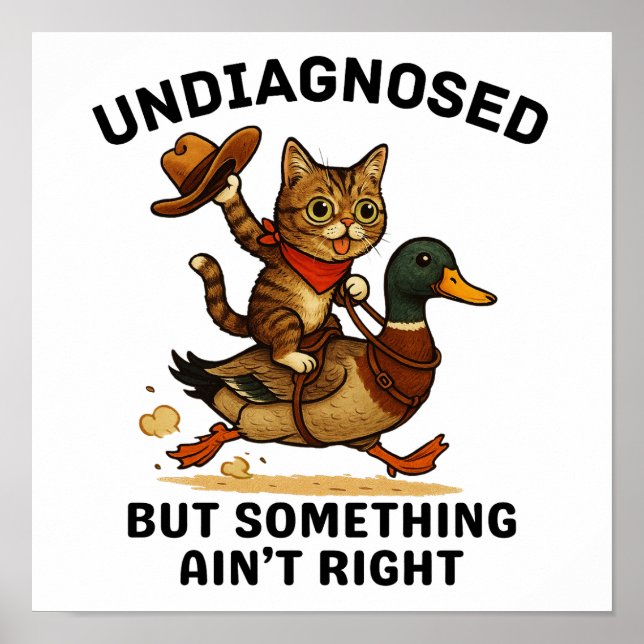 Meowdy Partner Poster, Funny Cowboy Cat Dark Print (Front)