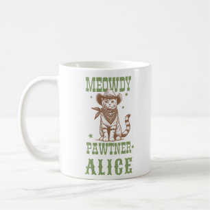 Meowdy Pawtner Cowboy Cat Custom Name Coffee Mug