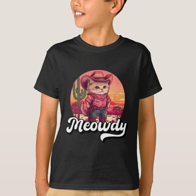 Meowdy Texas Cat Meme Country Music Cowgirl Cute C T-Shirt (Front)