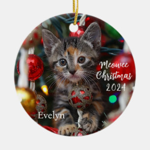 Meowed Christmas Kitten Personalized Ornament