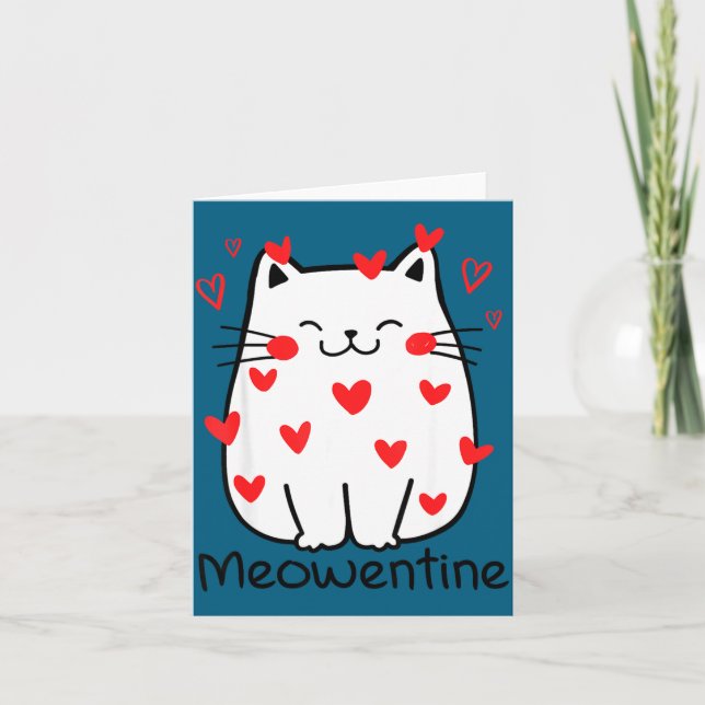 Meowentine Cute Cat Valentines Day Heart Meow Kitt Card (Front)