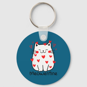 Meowentine Cute Cat Valentines Day Heart Meow Kitt Key Ring