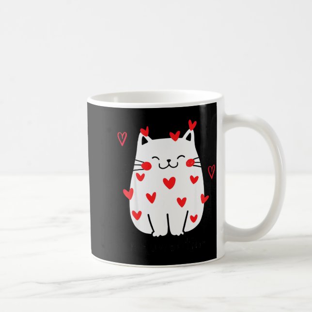 Meowentine Cute Cat Valentines Day Men Women Cat D Coffee Mug (Right)