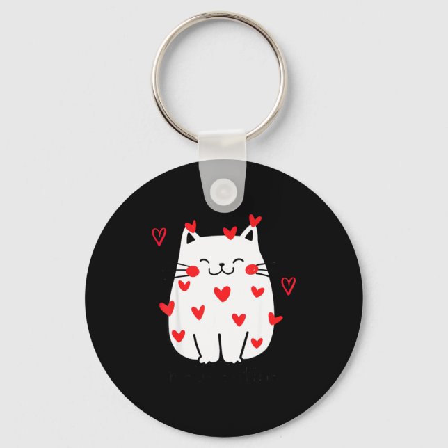 Meowentine Cute Cat Valentines Day Men Women Cat D Key Ring (Front)
