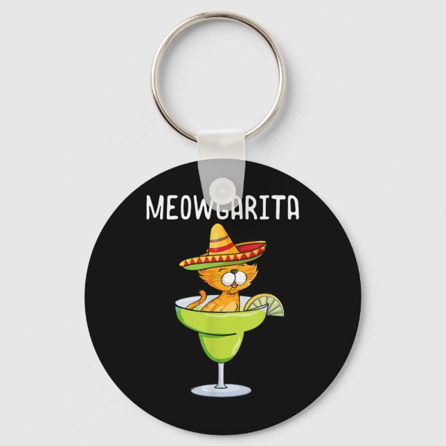 Meowgarita - Cinco De Mayo Margarita Cat Lover  Key Ring (Front)