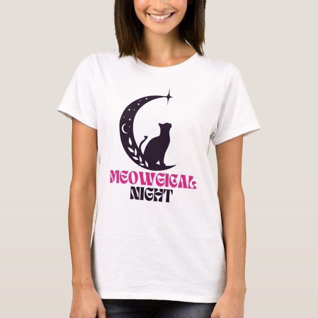 Meowgical cat , meogic t-shirt for cat lover women (Front)
