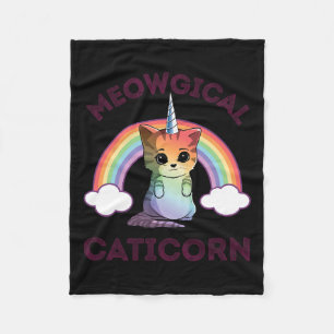 Meowgical Caticorn T Shirt Cat Unicorn Girls Women Fleece Blanket