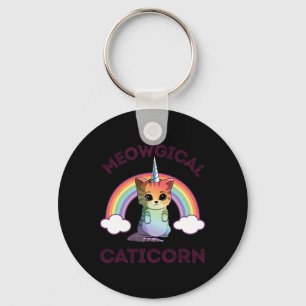 Meowgical Caticorn T Shirt Cat Unicorn Girls Women Key Ring