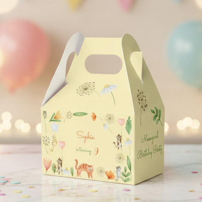 meowgical cats and flowers birthday party favour box (Creator Uploaded)
