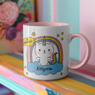 Meowgical Cute Caticorn Pink Cartoon Mug