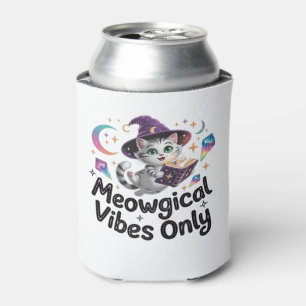 Meowgical Vibes Only, Floating Kawaii Witch Cat Ov Can Cooler