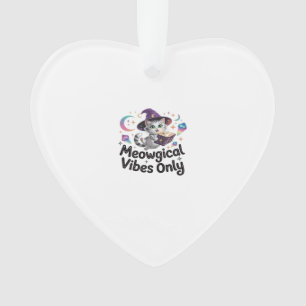 Meowgical Vibes Only, Floating Kawaii Witch Cat Ov Ornament