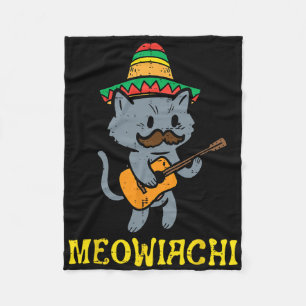 Meowiachi Cat Mariachi Funny Cinco De Mayo Mexican Fleece Blanket