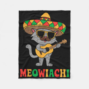 Meowiachi Cat Mariachi Funny Cinco De Mayo Mexican Fleece Blanket