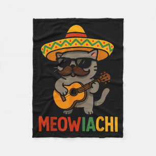Meowiachi cinco de mayo cat guitar moustache fleece blanket