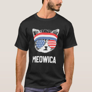 Meowica 4th July Pawtriotic Kitty Merica Cat Us Fl T-Shirt