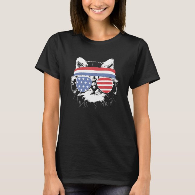 Meowica 4th July Pawtriotic Kitty Merica Cat Us Fl T-Shirt (Front)