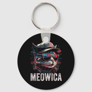 Meowica 4th Of July Cat American Flag America Usa  Key Ring