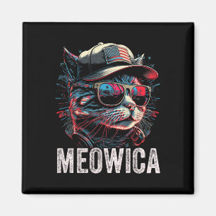 Meowica 4th Of July Cat American Flag America Usa Magnet