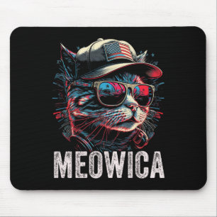 Meowica 4th Of July Cat American Flag America Usa Mouse Pad