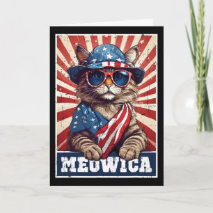 Meowica 4th Of July Cat American Flag Cat Funny 4t Card
