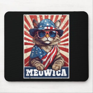 Meowica 4th Of July Cat American Flag Cat Funny 4t Mouse Pad