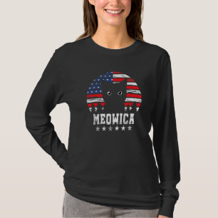 Meowica 4th Of July Cat American Flag Women Men T-Shirt